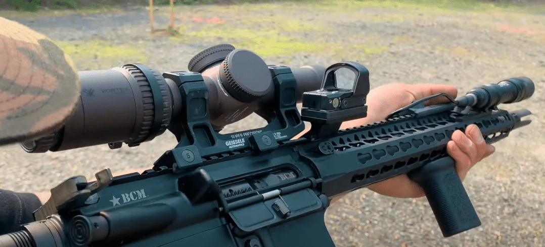 AR15 with secondary canted red dot sight